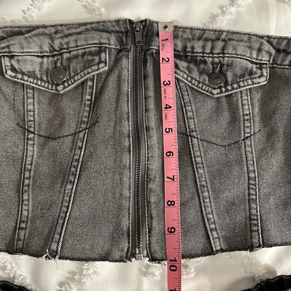 Stradivarius Denim Bustier & Box Pleat Mini Skirt Set (S & 00) - Picture 5 of 9